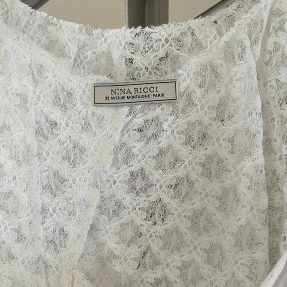 Vintage Nina RICCI Elegant White Lace Sleeveless Top